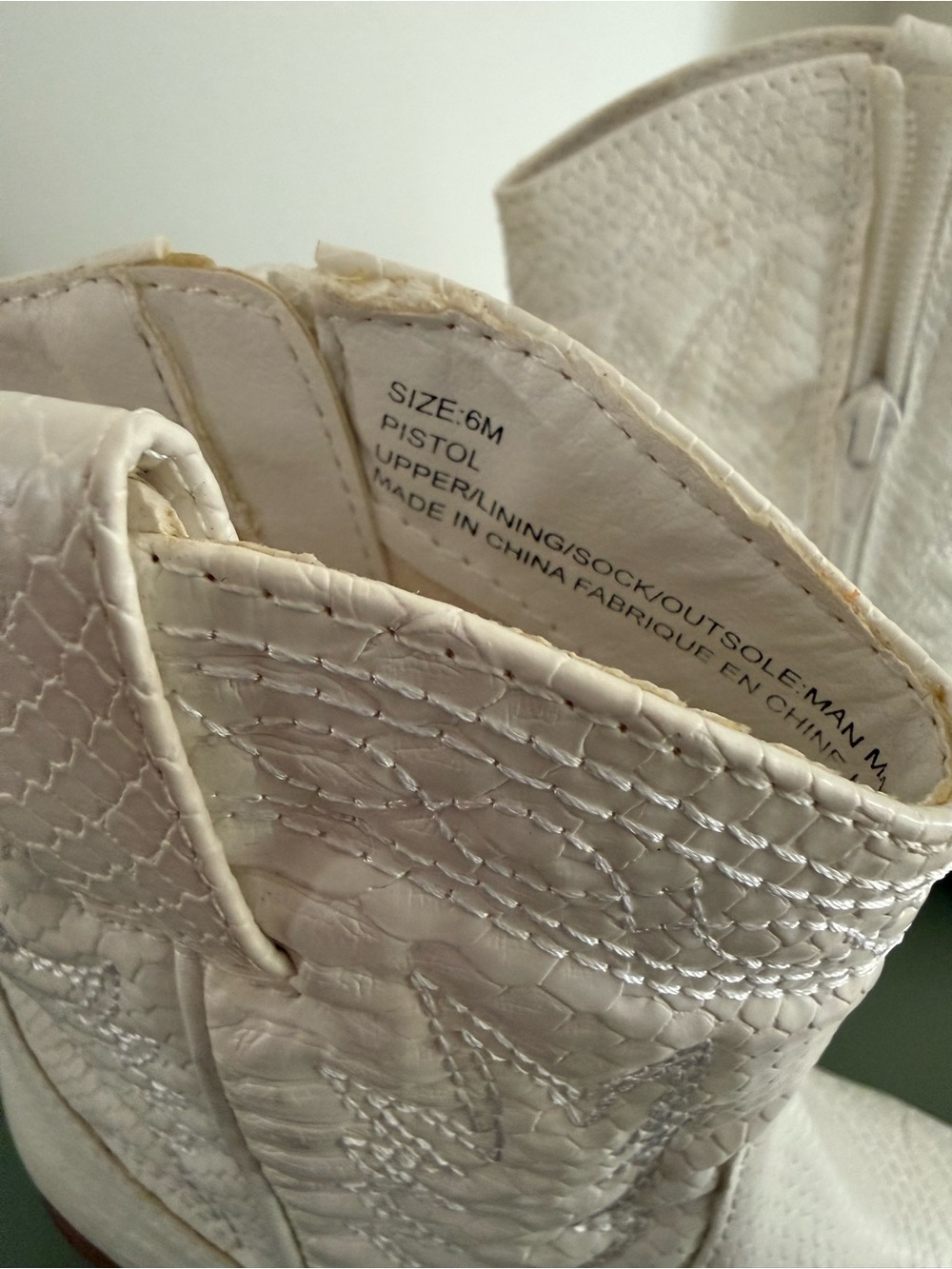 Barely worn White Embossed Western Ankle Boots - Picture 2 of 6
